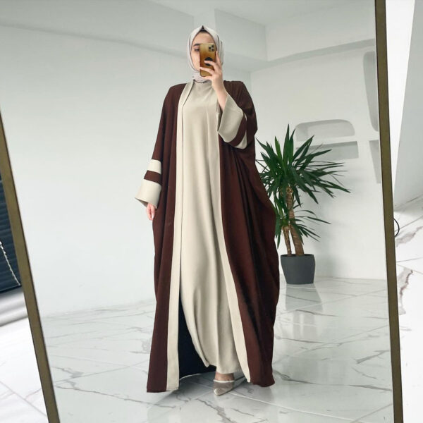 Women's Muslim Long Dress Abaya Two-piece Suit - Image 5