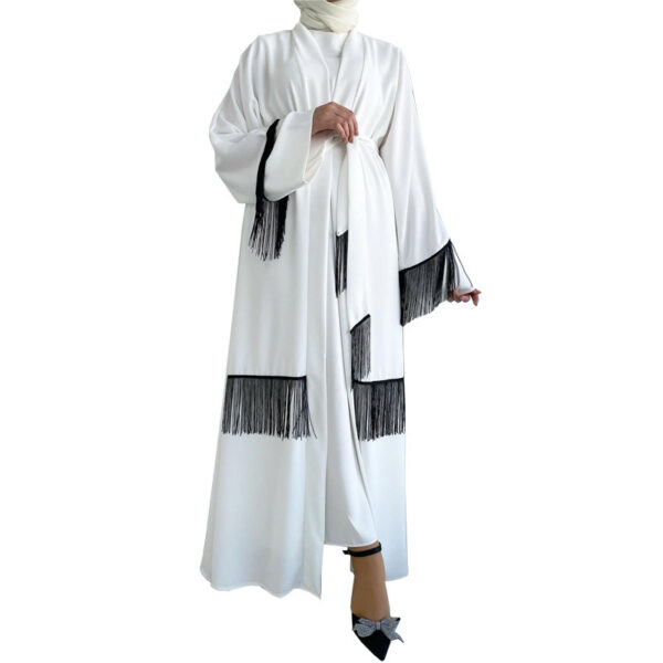 Arab Dubai Ethnic Clothes Middle East Abaya Coat Tassle Fashion Dress - Image 2