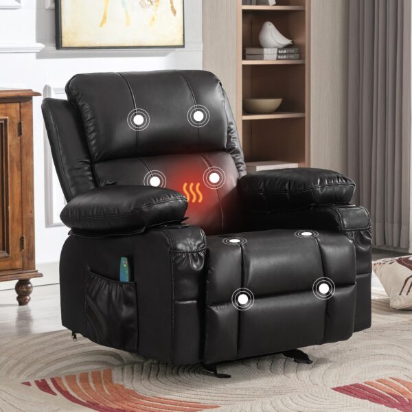 Recliner Chair Rocking Chairs For Adults With 2 Cup Holders, USB Charge Port Soft Features A Manual Massage And Heat.BROWN - Image 7