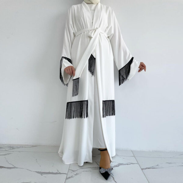 Arab Dubai Ethnic Clothes Middle East Abaya Coat Tassle Fashion Dress - Image 4