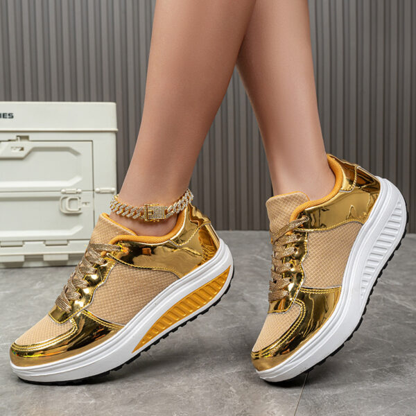 Golden Bright Breathable Sneaker Couple Outdoor - Image 4