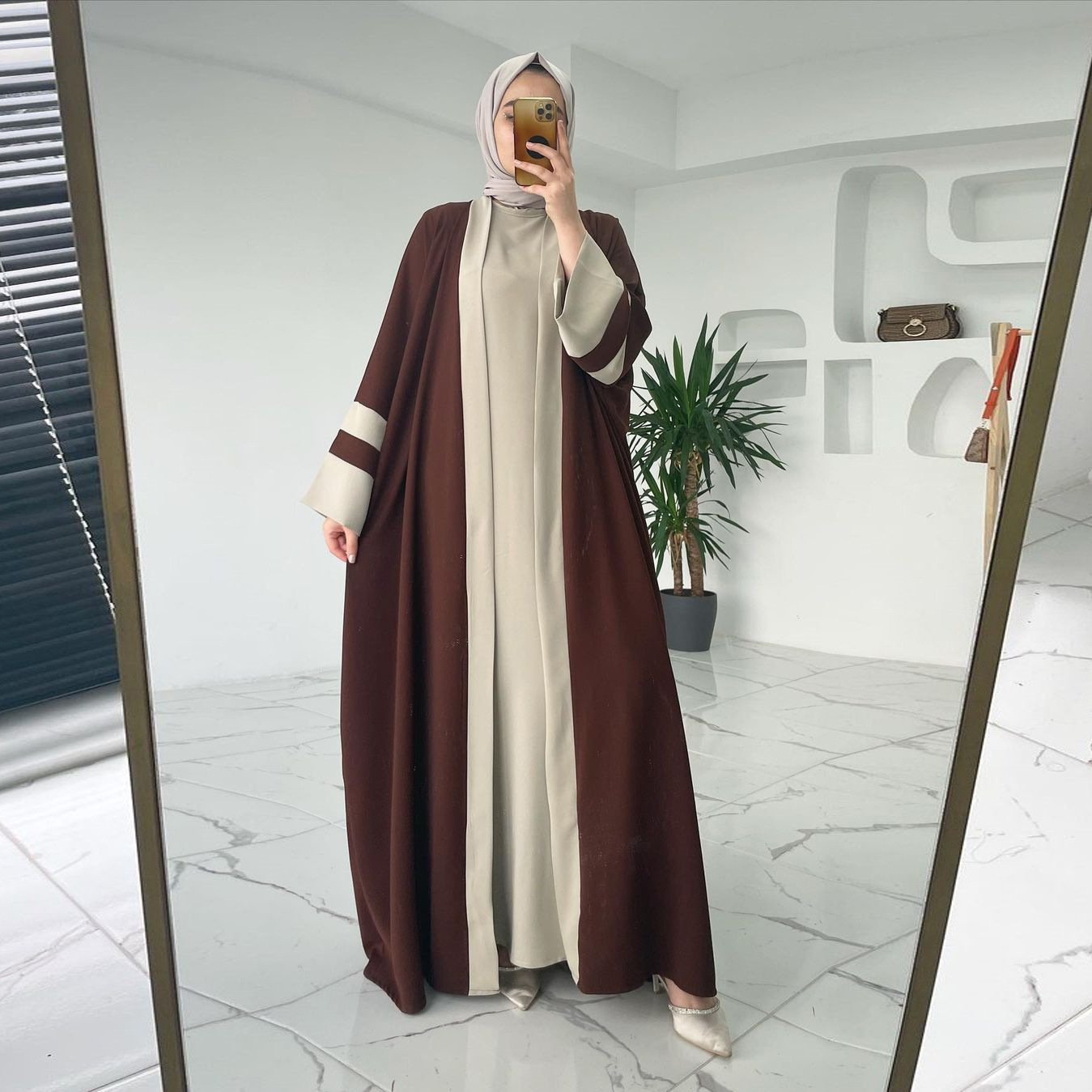 Women’s Muslim Long Dress Abaya Two-piece Suit